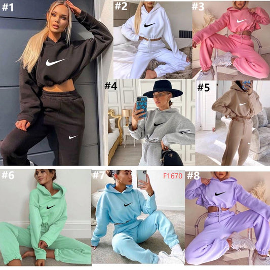 N*KE CROPPED HOODIE SWEATPANT SET