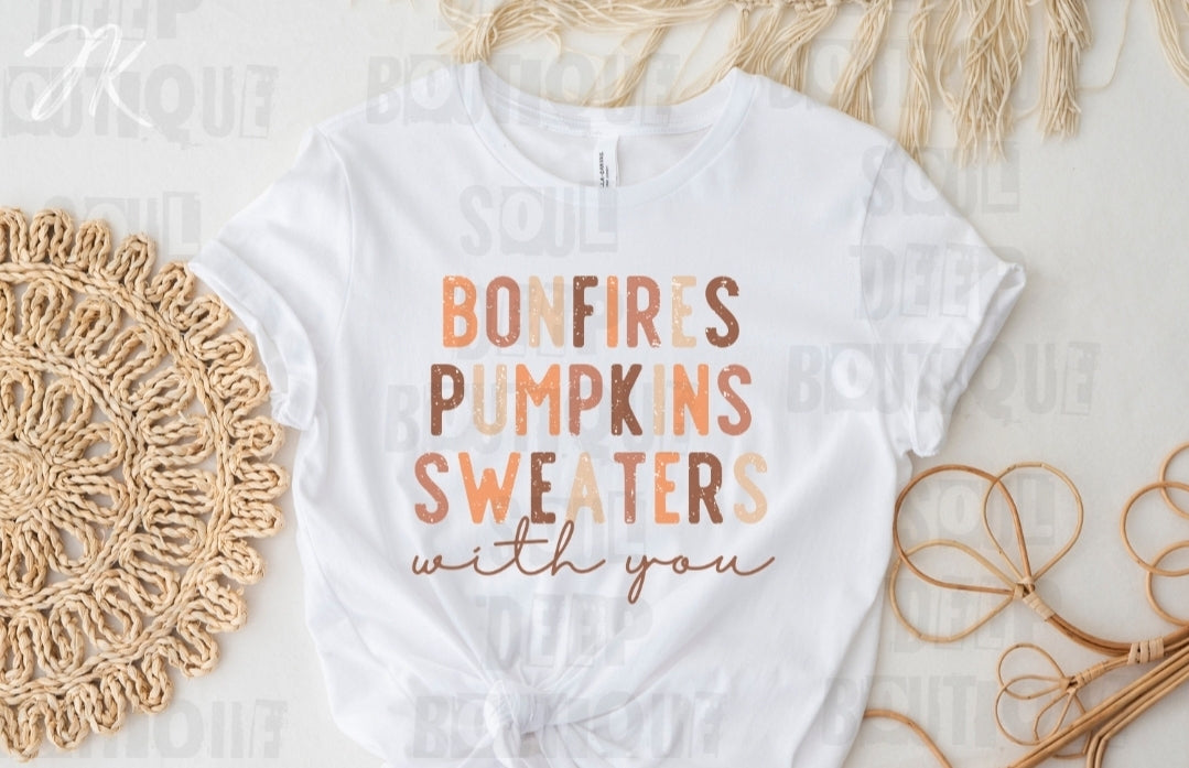 BONFIRES PUMPKINS SWEATERS WITH YOU TRANSFER