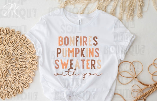 BONFIRES PUMPKINS SWEATERS WITH YOU TRANSFER