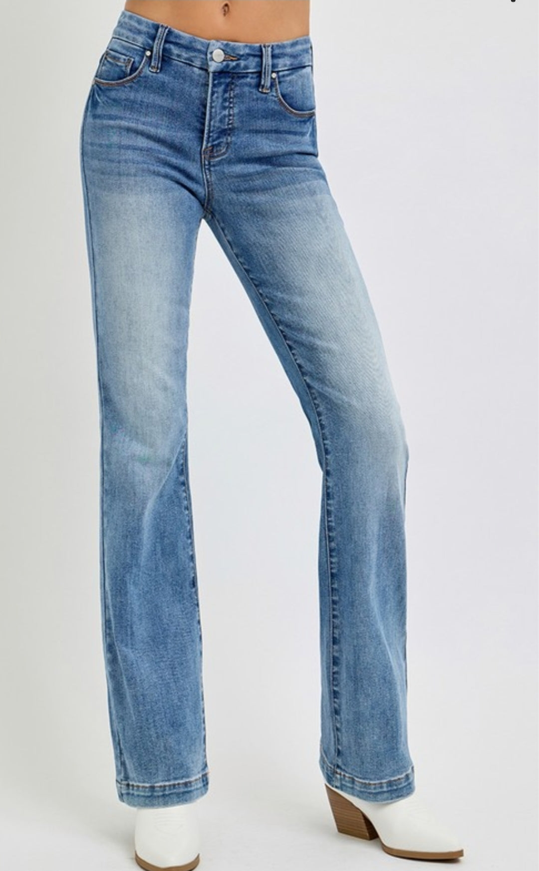 ALLIE TUMMY CONTROL MID RISE ANKLE BOOTCUT RISEN JEANS