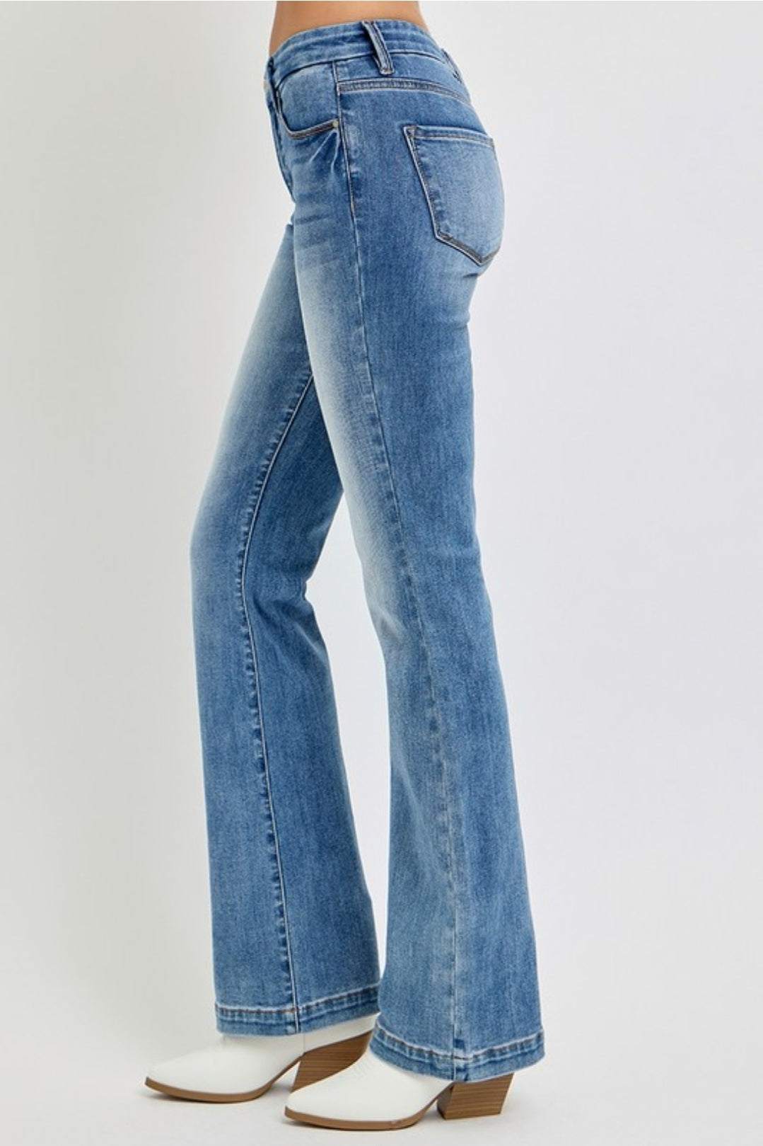 ALLIE TUMMY CONTROL MID RISE ANKLE BOOTCUT RISEN JEANS