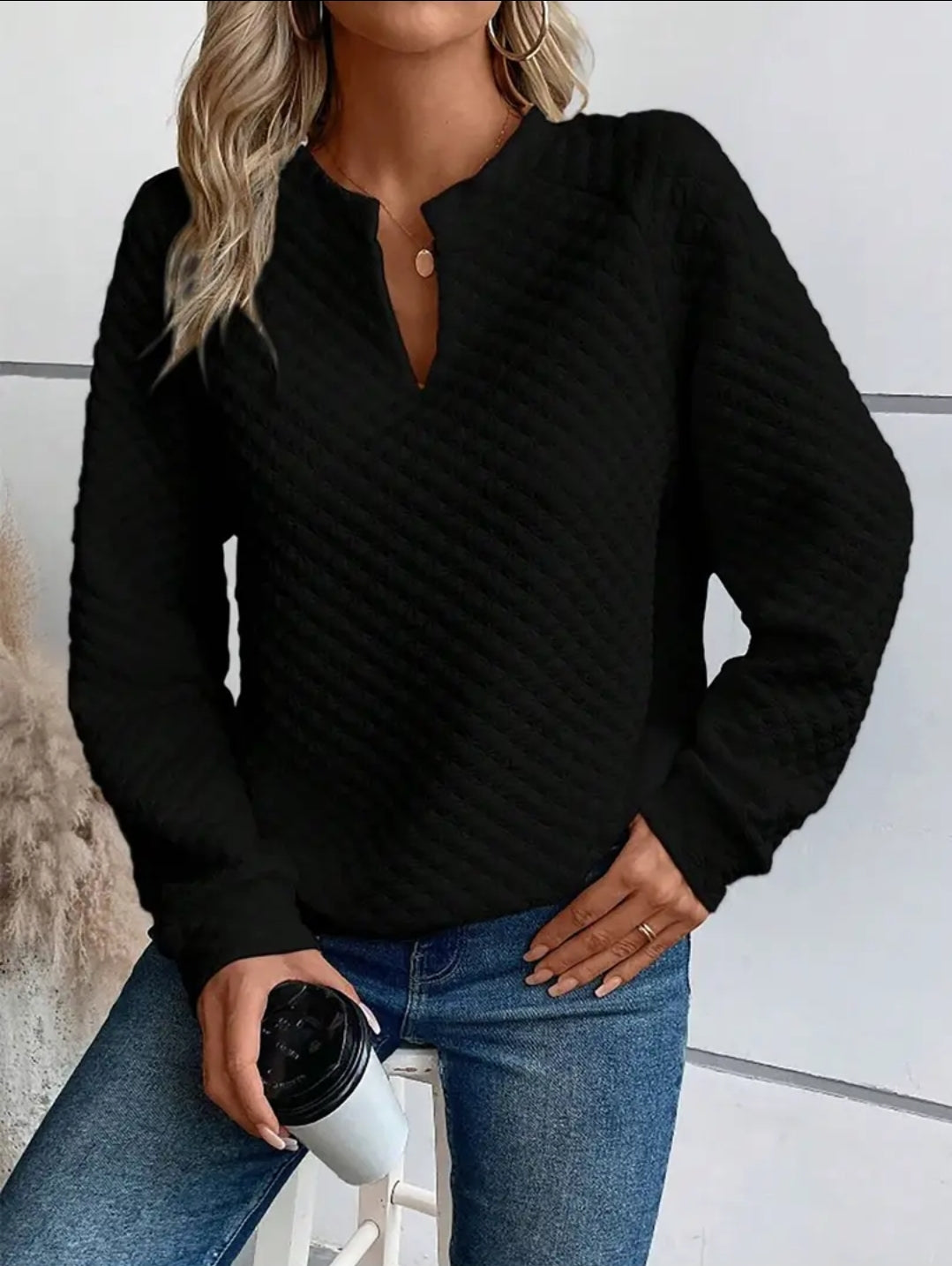 (Copy) LACE V NECK KNITTED PULLOVER SWEATER