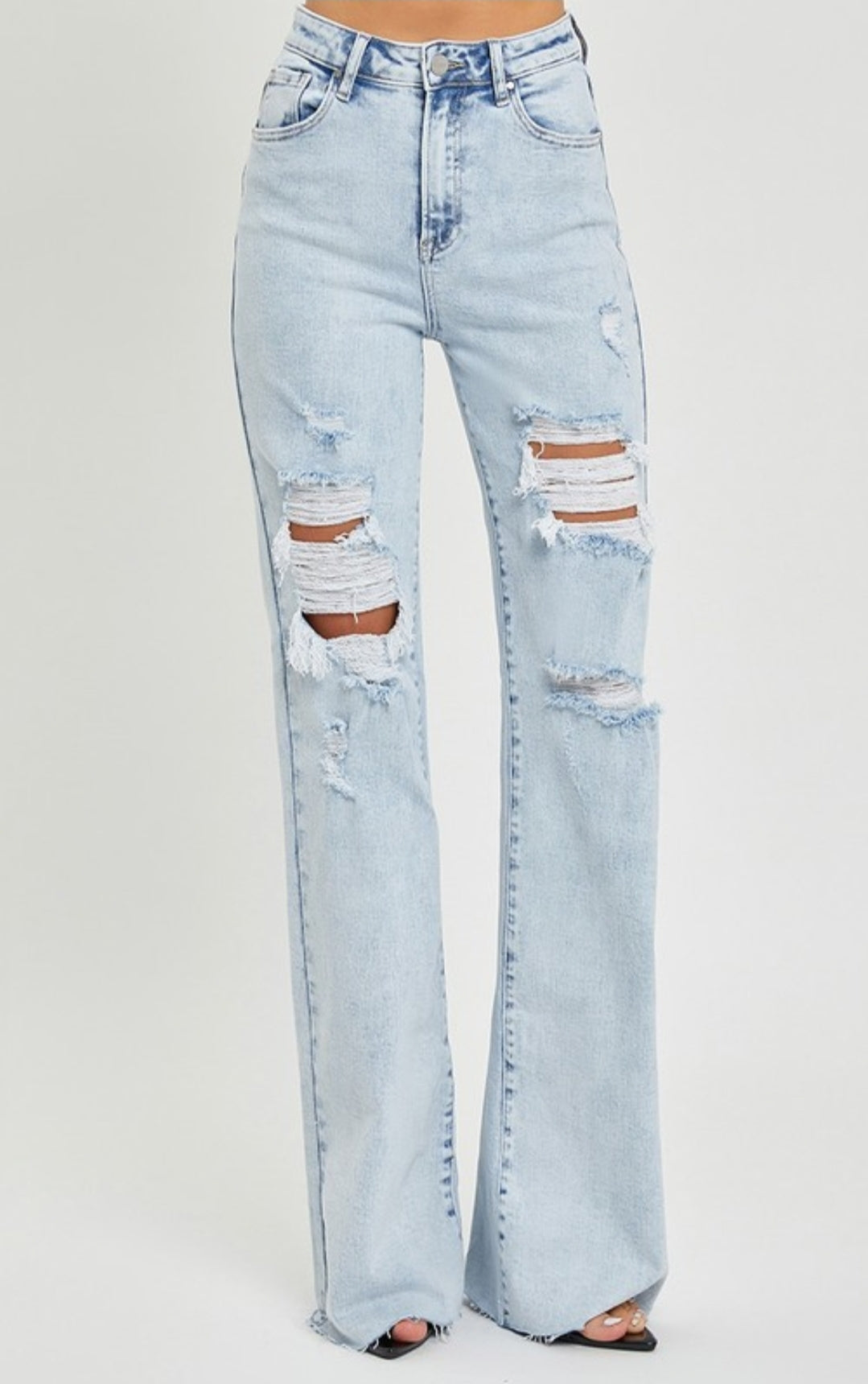 "MEGAN" PLUS SIZE HIGH RISE WIDE LEG RISEN JEANS