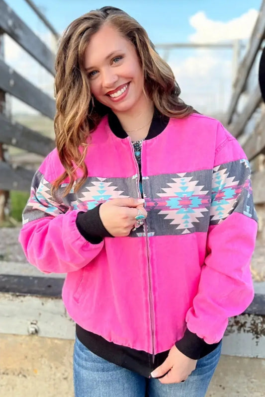 90S OLD SCHOOL RETRO AZTEC BOMBER JACKET